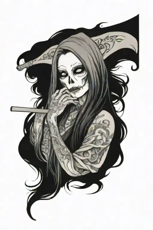 Sexy Grim Reaper Girl Long Hair