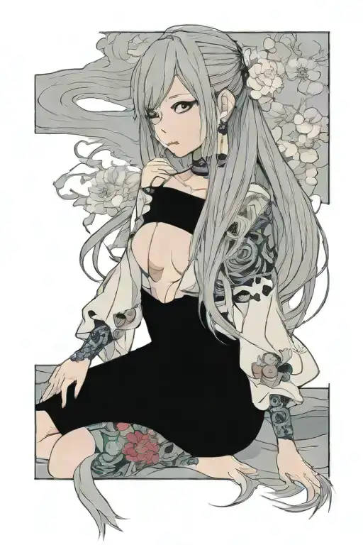 Sexy Goth Girl Long Hair