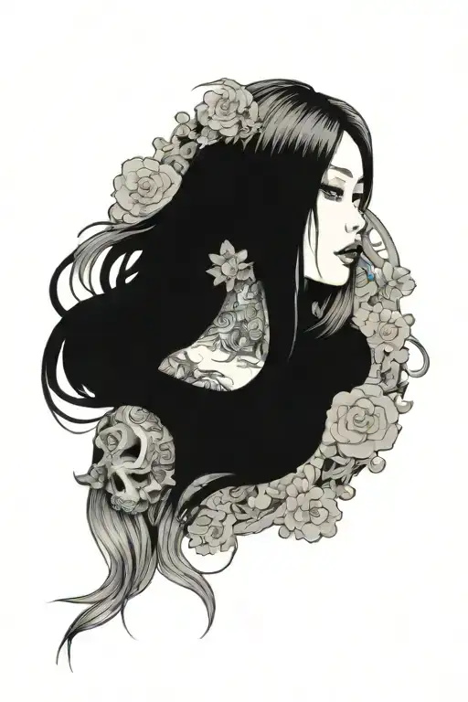 Sexy Goth Girl Long Hair