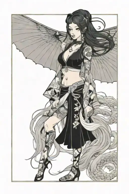 Sexy Goth Girl Long Hair Standing Tall