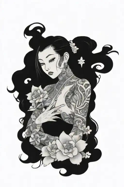 Goth Girl Long Hair Standing Tall