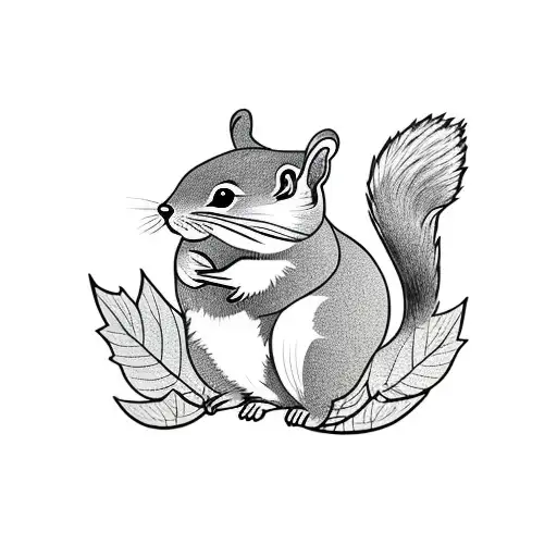 Chubby Squirrel With Tail Looks Like Oak Leaf