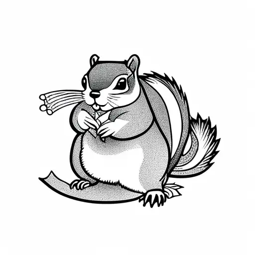 Chubby Squirrel With Tail Looks Like Oak Leaf