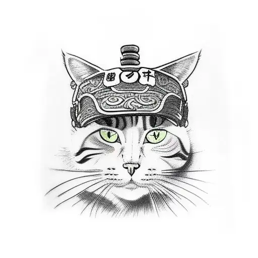 Cat In Samurai Hat