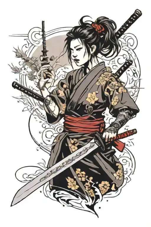 Samurai Girl With A Cyberpunk Katana