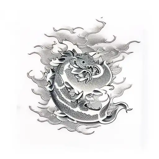 Foo Dog With Koi Fish