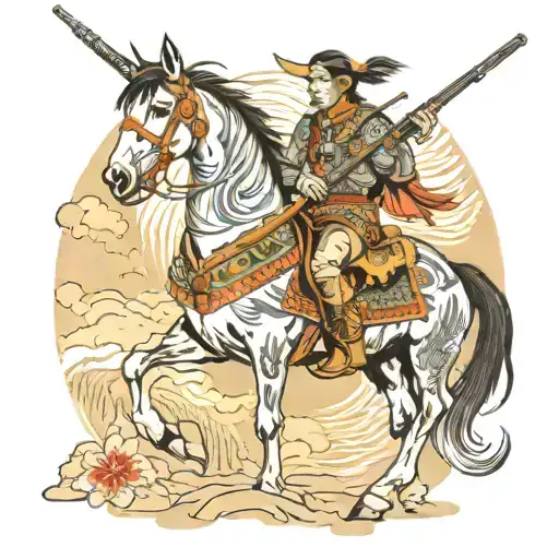 Native American On Horseback With Rifle