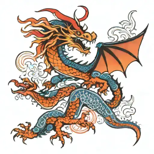 Dragon Blue White Red Black