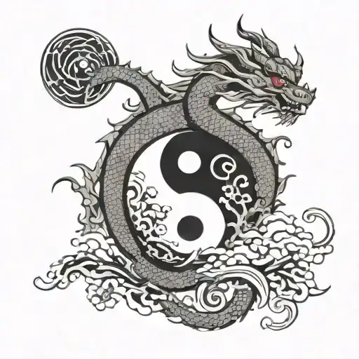 Dragon Holding Yin Yang Symbol