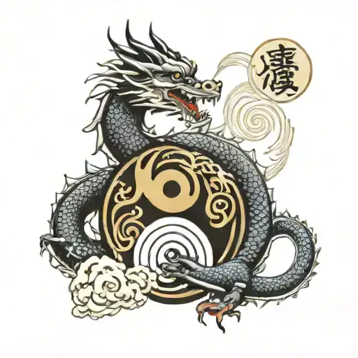Dragon Holding Yin Yang Symbol