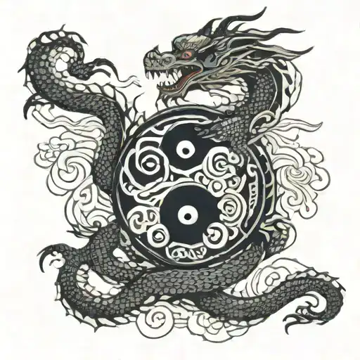 Dragon Holding Yin Yang Symbol