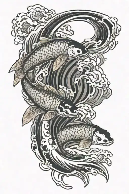 Waves With Koi Fish