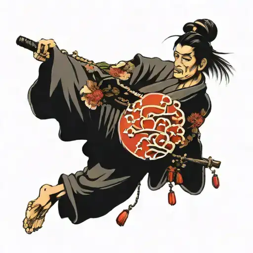 Samurai On A Japanese Cherry Tree