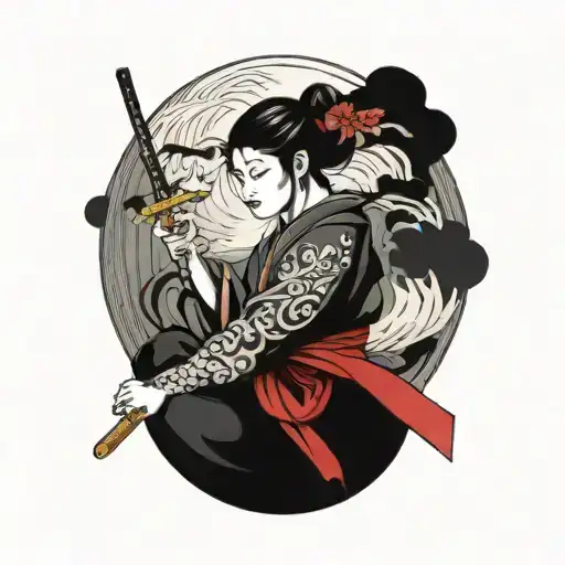 Femme Samourai Cover With Japanese Theme