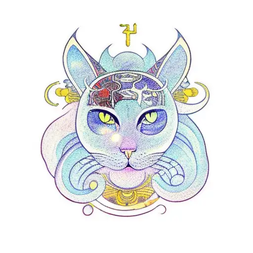 Cat With Sunset And Taurus Zodiac Sign