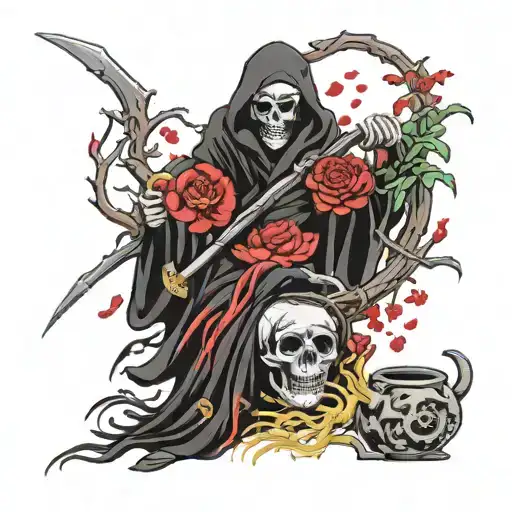 Grim Reaper Planting Flowers