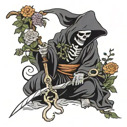 Grim Reaper Planting Flowers