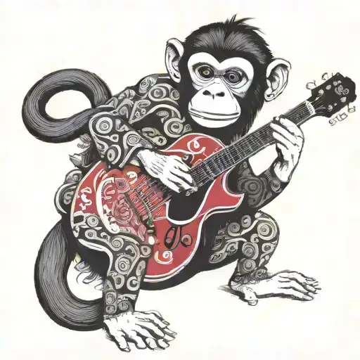 Monkey Playing A Gretsch Electromatic Doublecut Hollow Body