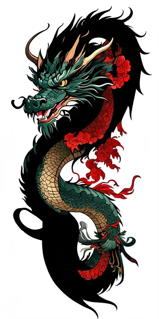 Dragon On Shoulder Pagoda And Samurai On Fore Arm