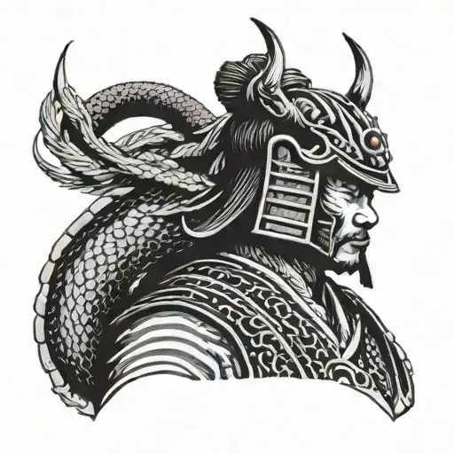 Samurai With Dragon Helmet