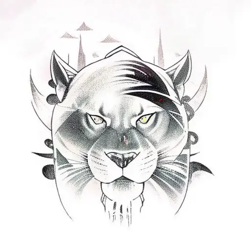 Black Panther With Bamboo And Waterfalls