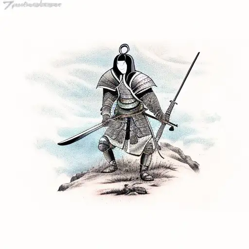 Female Knight Holding A Scythe On A Battlefield