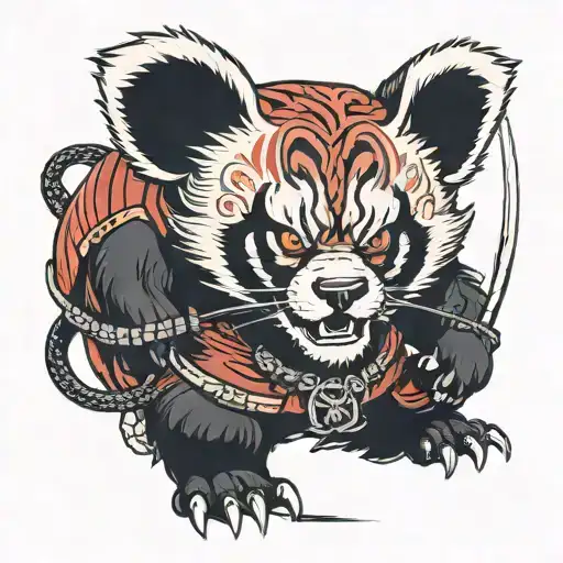 Red Panda Samurai Charging Into Battle