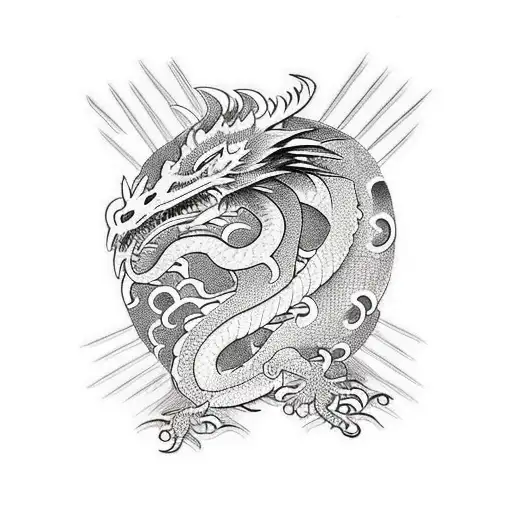 A Unique Dragon For Upper Back And Shoulders