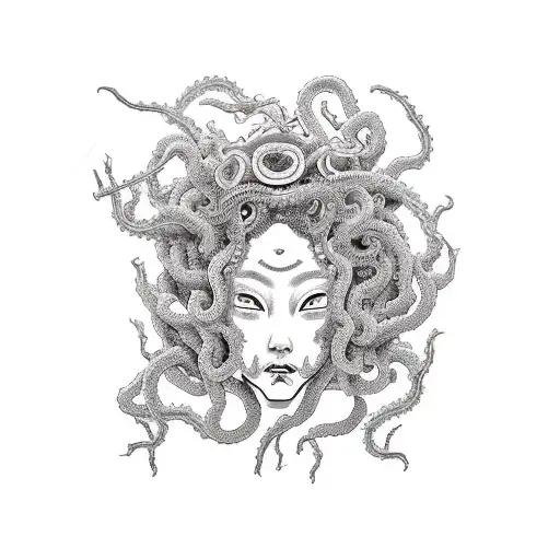 Medusa With Long Tentacules And Ditails