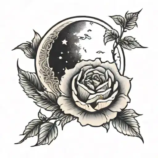 3D Moon With Rose