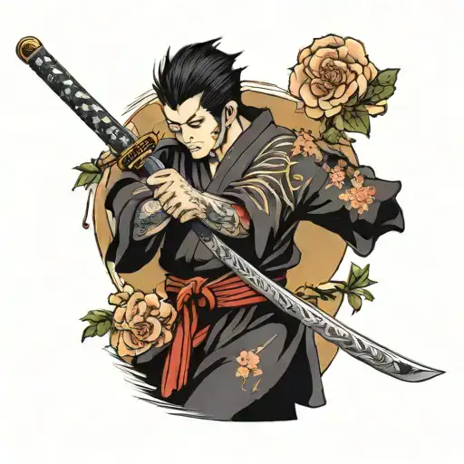 Kimono And Katana Sword Embedded