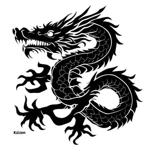 Kaizen Symbol Surrounded By Dragon Wrapped