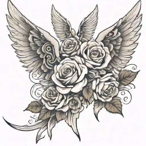 Angle Wing With Roses