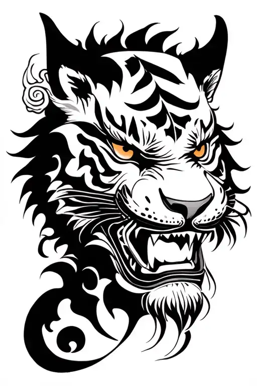 Oni Mask And Tiger Head