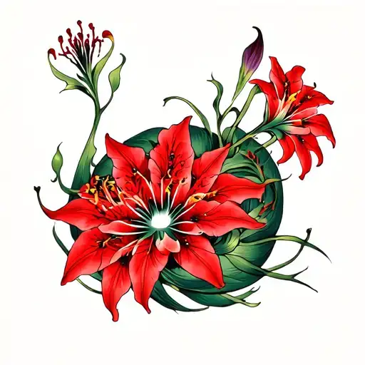 Red Spider Lily Wrapped Around Hip