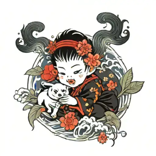 Art Swimming Children Grandchildren Dogs