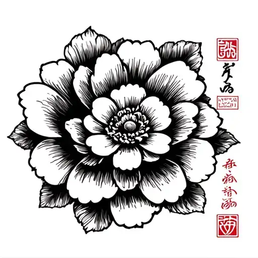 Flower Around A Kanji Sign For Love