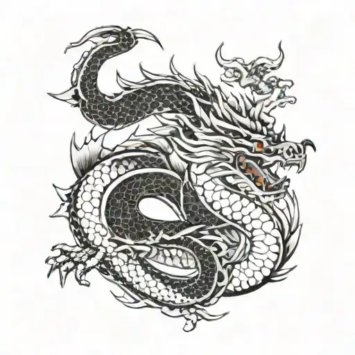 Red And Black Dragon That Would Come Down Onto My Hand From My Forearm