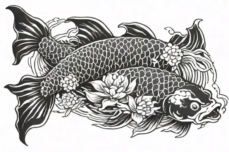 Koi Fish Swimming Upstream