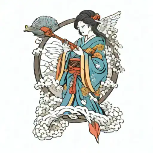 Beatifull Angel Holding Scales Of Heaven And Looks Away