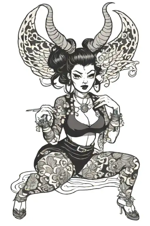 Demon Pinup Girl Rude