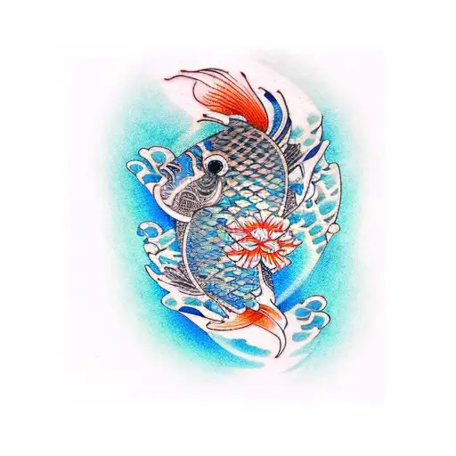Blue Koi Fish Green Eyes