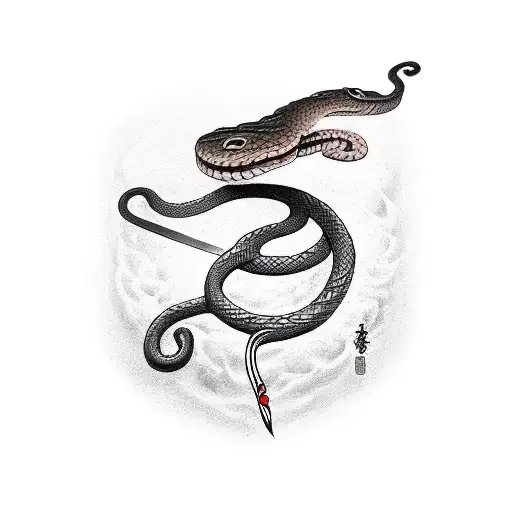 Snake's Head Impaled On A Sword