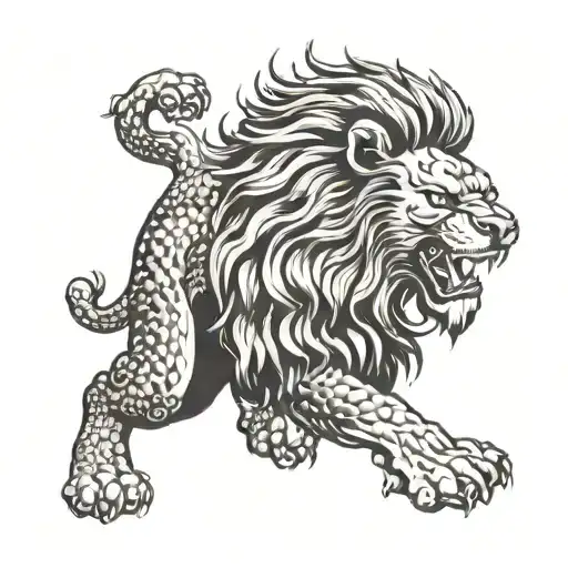 Strong Lion Growling And Moving His Paw