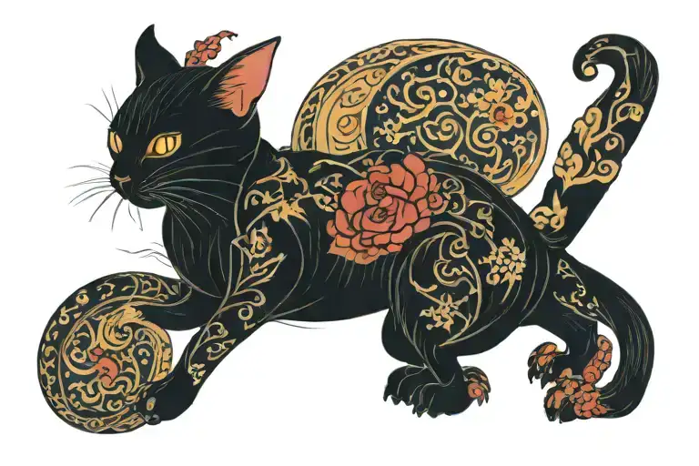 Side View Of Medieval Style Cat Reaching