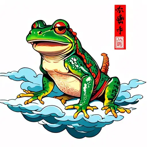 Samurai Frog And Clouds Surrounding