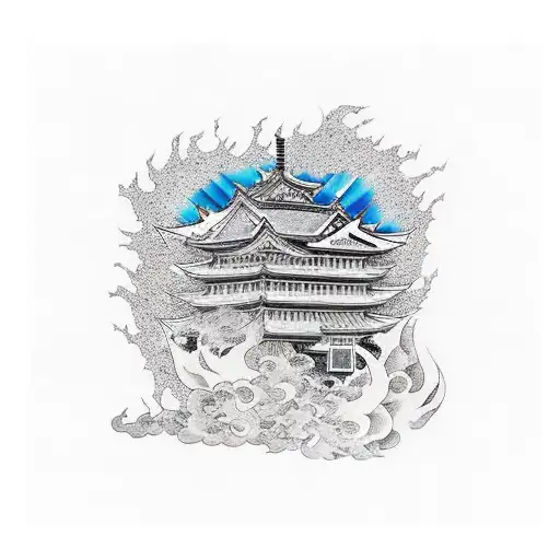 Fenix House On Fire Behind