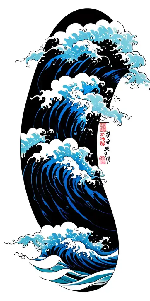 Japanes Blue Waves Forming