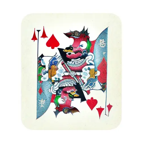 Harlequin Full Body Ace Of Spades Card Behind