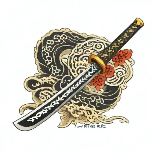 A Black Katana With The Phrase 'Push Your Boundaries Here And Now'